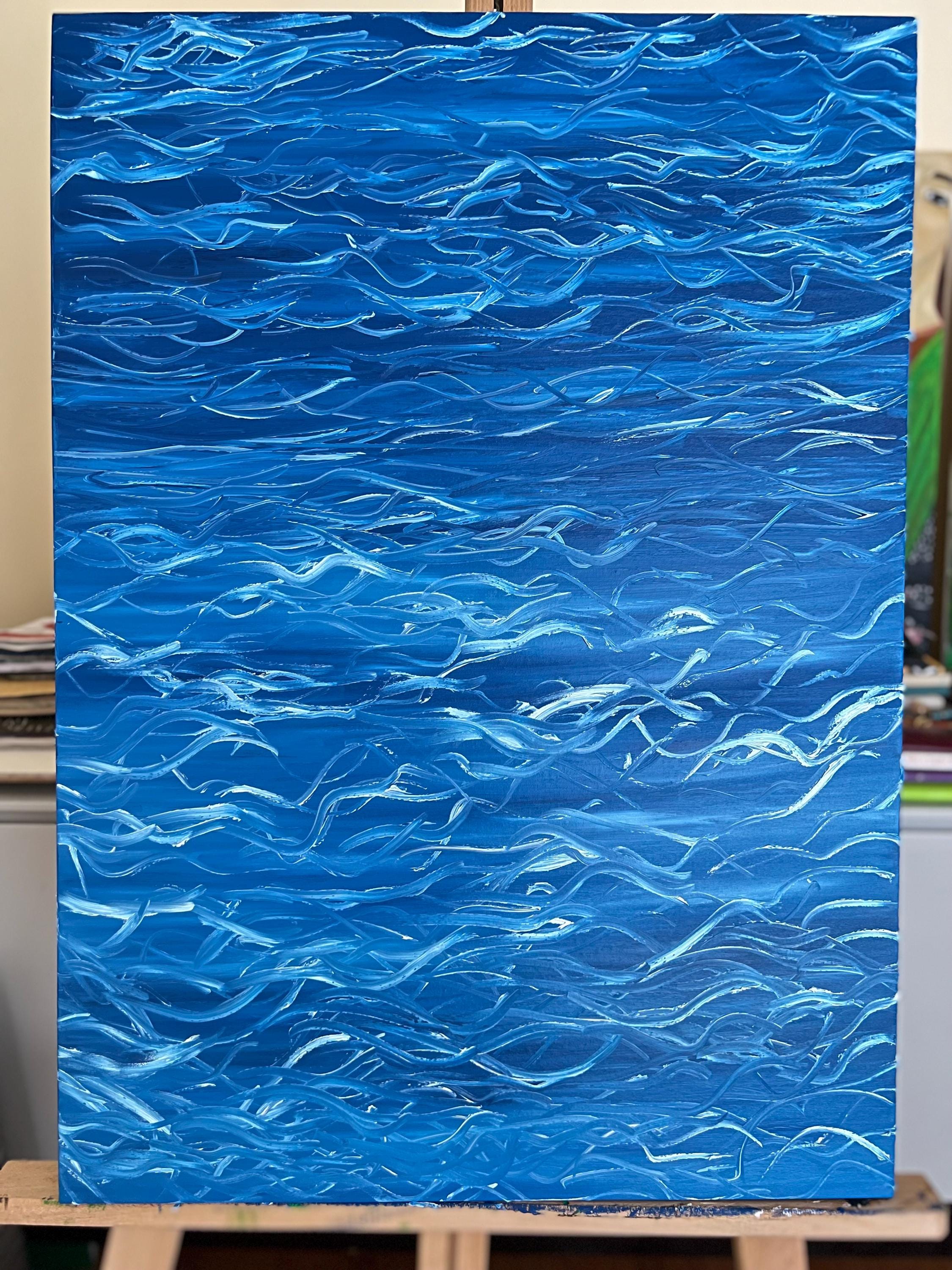 Ephemeral Form - Blue Abstract Oil Painting | Sea Foam and Ocean Hues