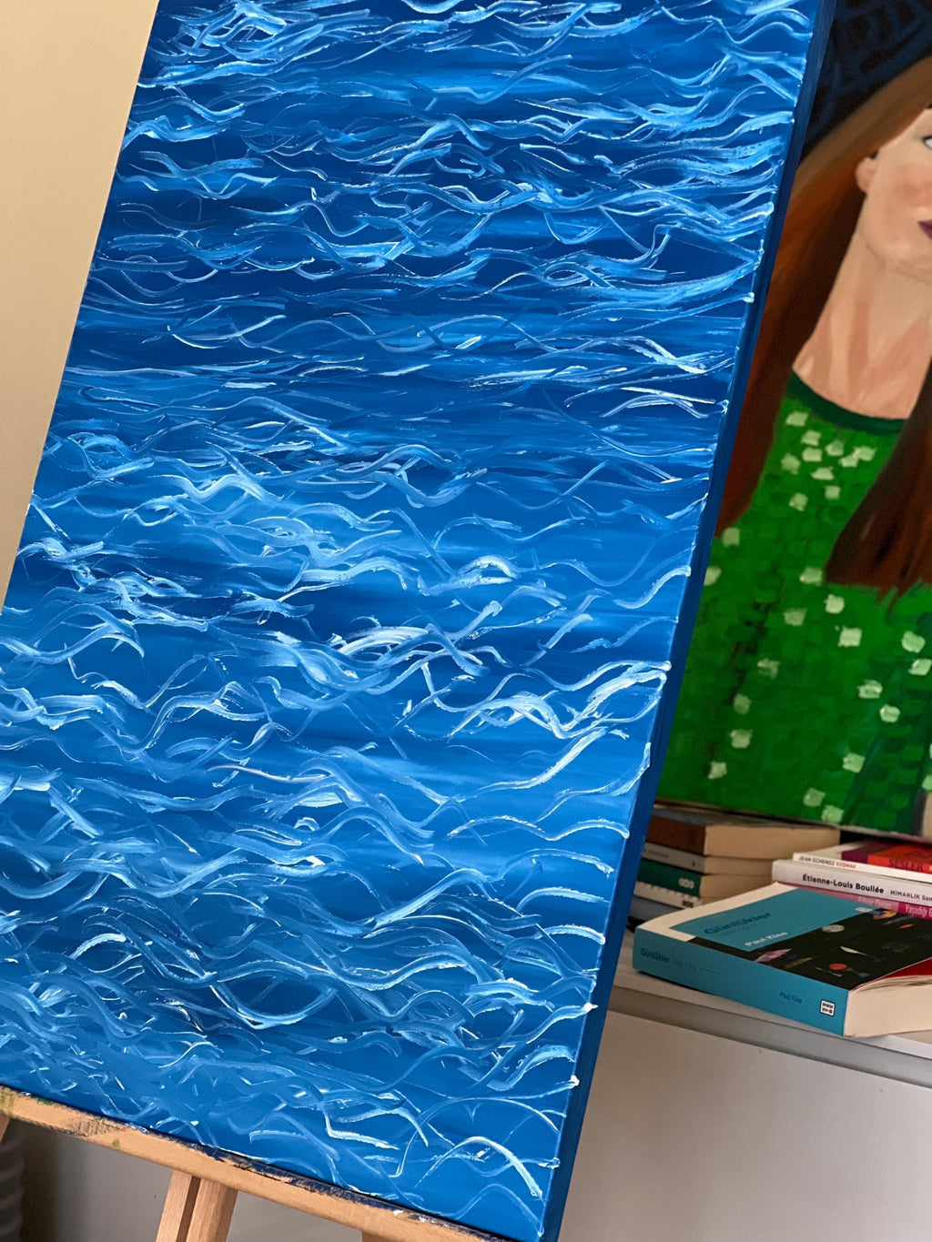 Ephemeral Form - Blue Abstract Oil Painting | Sea Foam and Ocean Hues