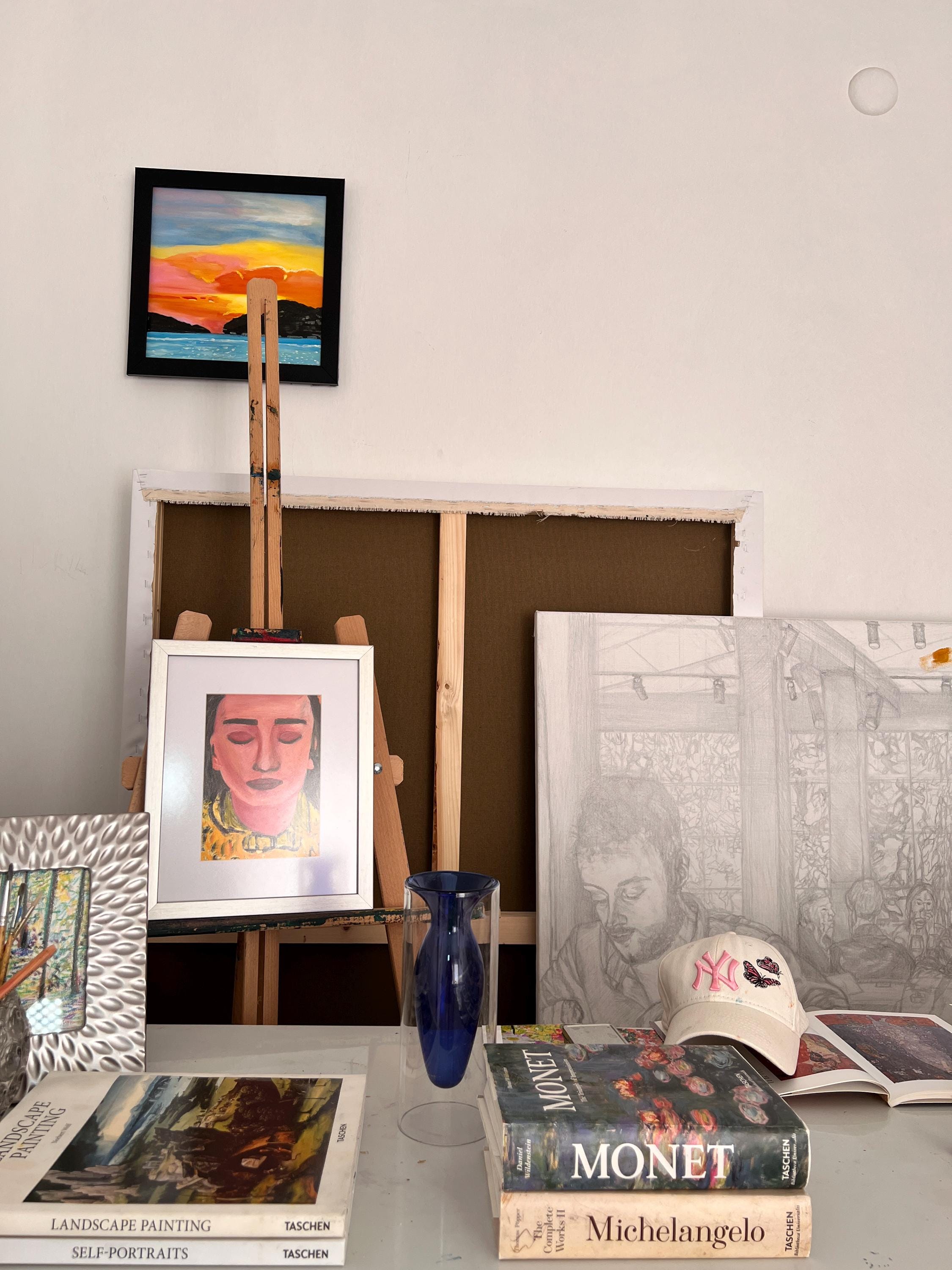 Figurative Oil Painting on Linen – Portrait in Yellow, Emotional Realism