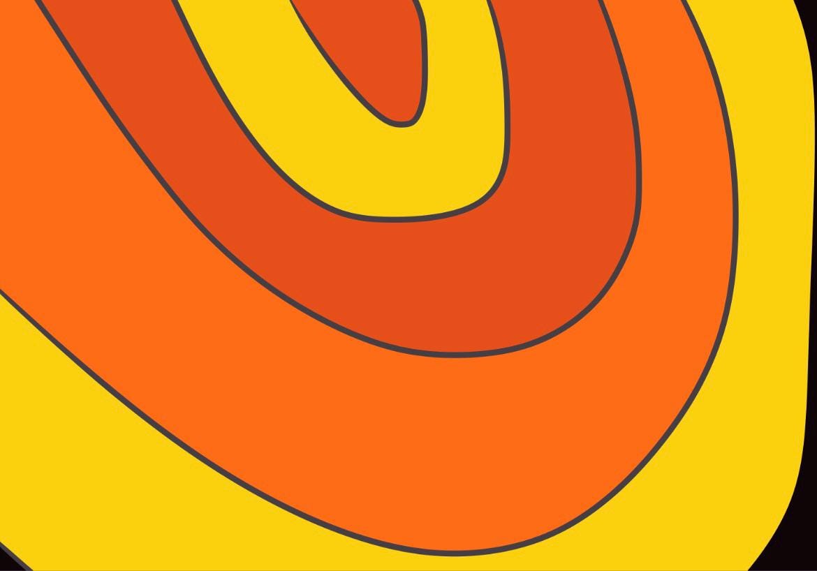 Retro Waves Art Print – Yellow Orange Abstract, 70s Style (Digital Download)