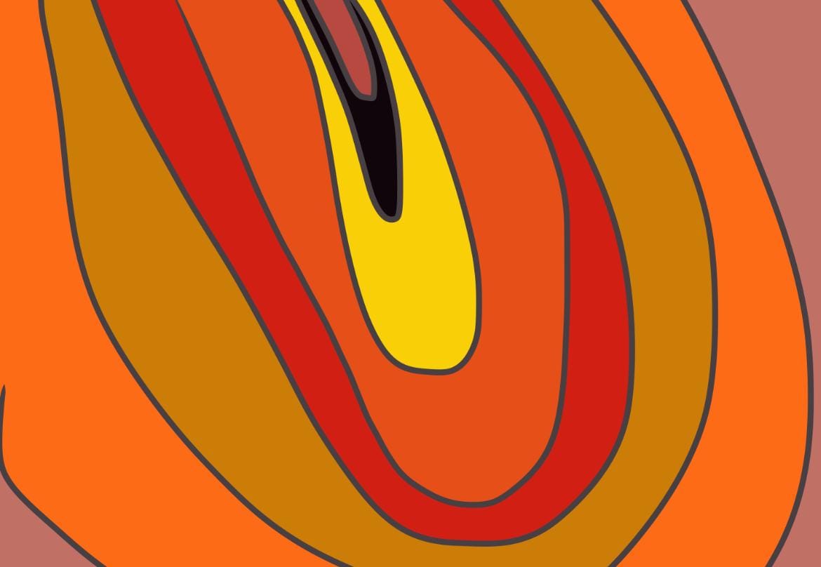 Retro Dalgalar Serisi - Digital Sanat Baskı | Sarı Turuncu Soyut Çizim (Retro Waves - Digital Art Print | Yellow Orange Abstract Drawing)