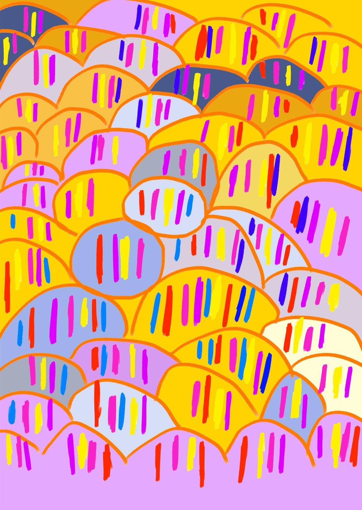 Dinamik Sarı Soyut Sanat Baskısı | Lavanta Moru Ritmik Duvar Dekoru | Enerjik Çağdaş Sanat Posteri | Dijital İndirilebilir Dosya