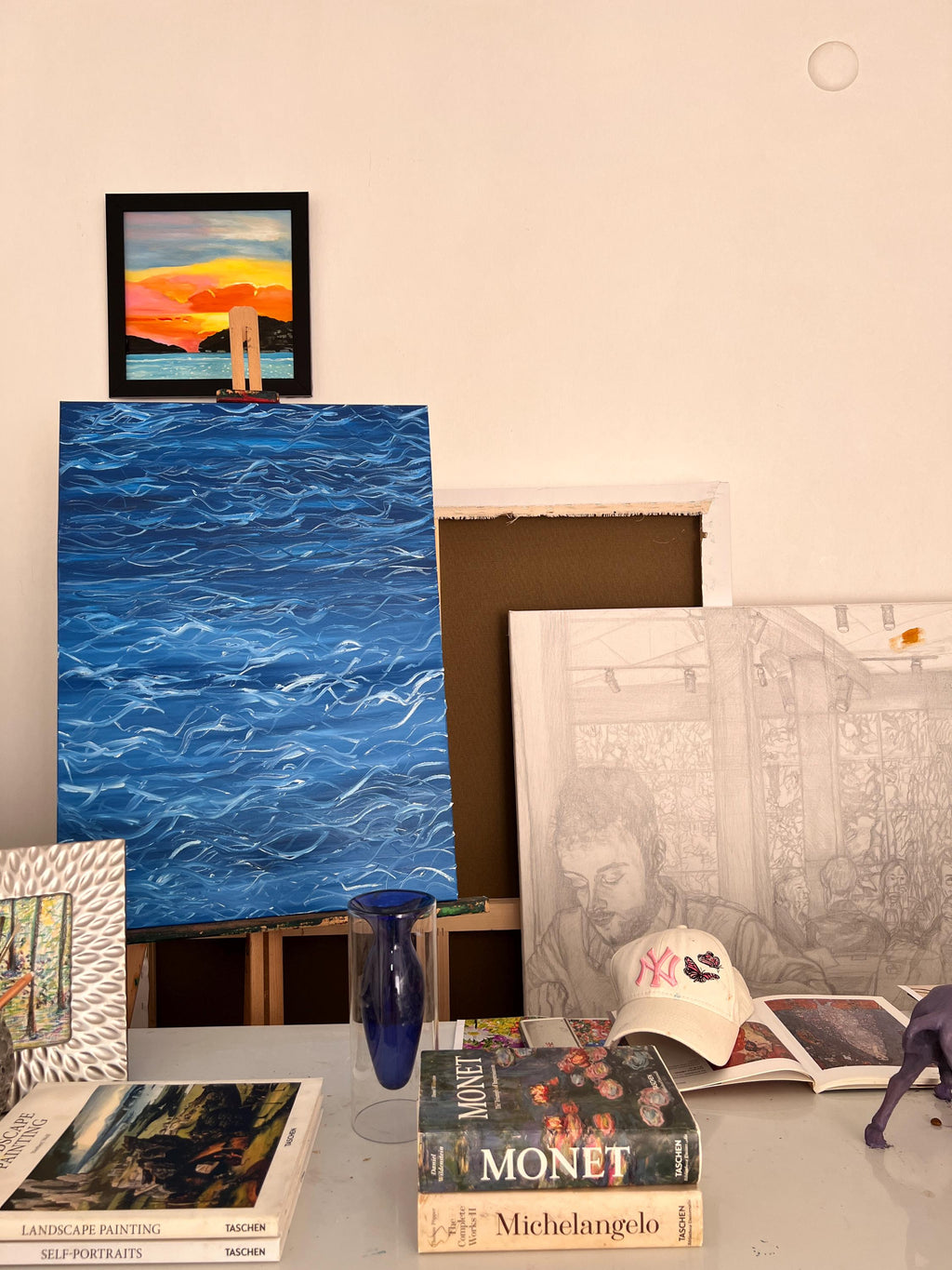 Ephemeral Form - Blue Abstract Oil Painting | Sea Foam and Ocean Hues