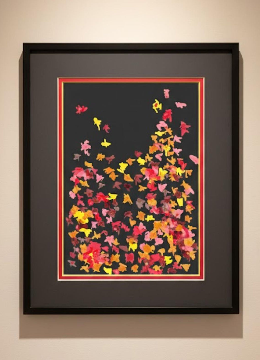 Dinamik Kompozisyon -Canlı Renklerde Soyut Dışavurumcu Sanat | Noktacılık Dokulu | Kırmızı Sarı Turuncu Modern Baskı | Dijital İndirilebilir