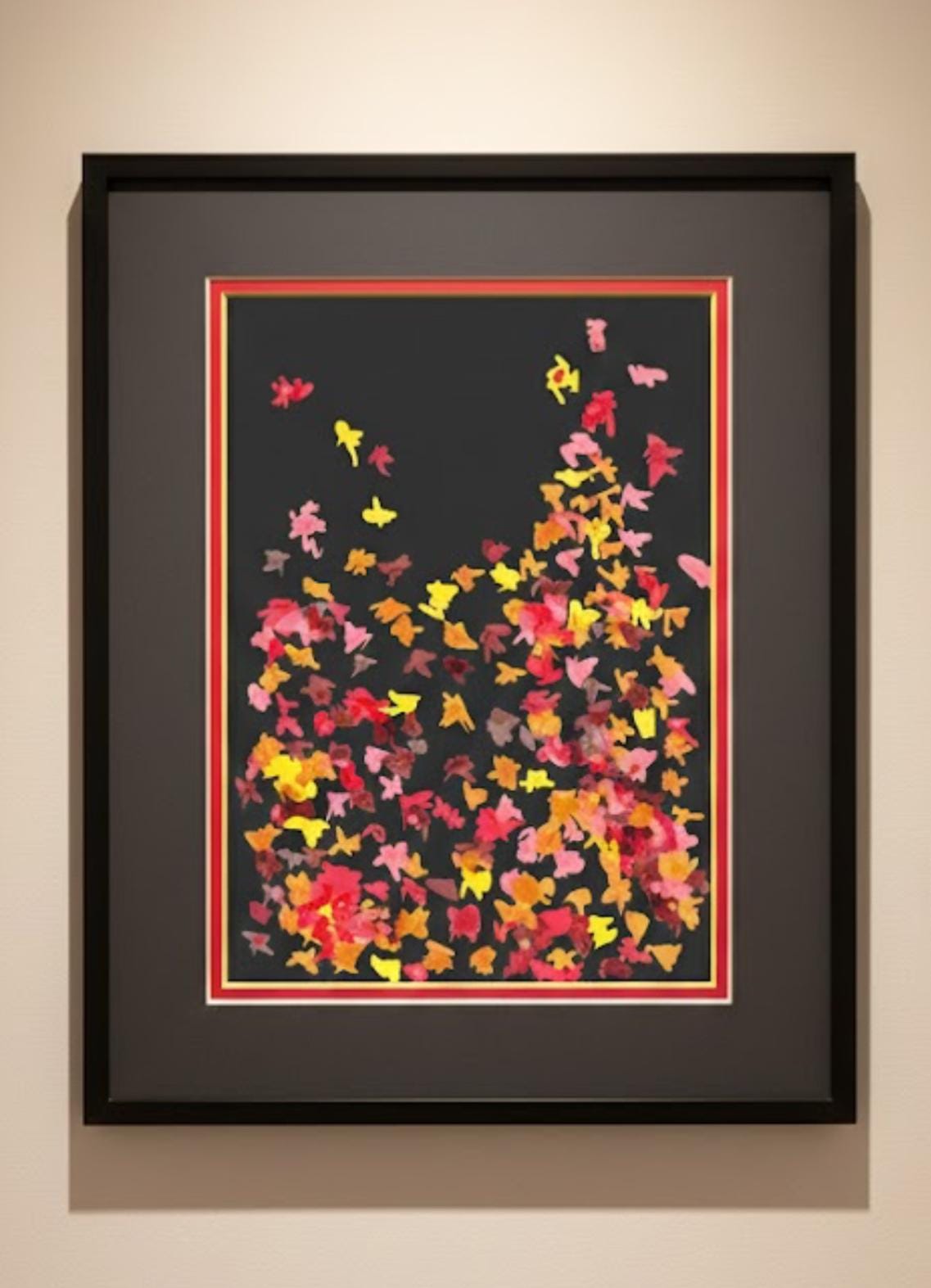 Dinamik Kompozisyon -Canlı Renklerde Soyut Dışavurumcu Sanat | Noktacılık Dokulu | Kırmızı Sarı Turuncu Modern Baskı | Dijital İndirilebilir