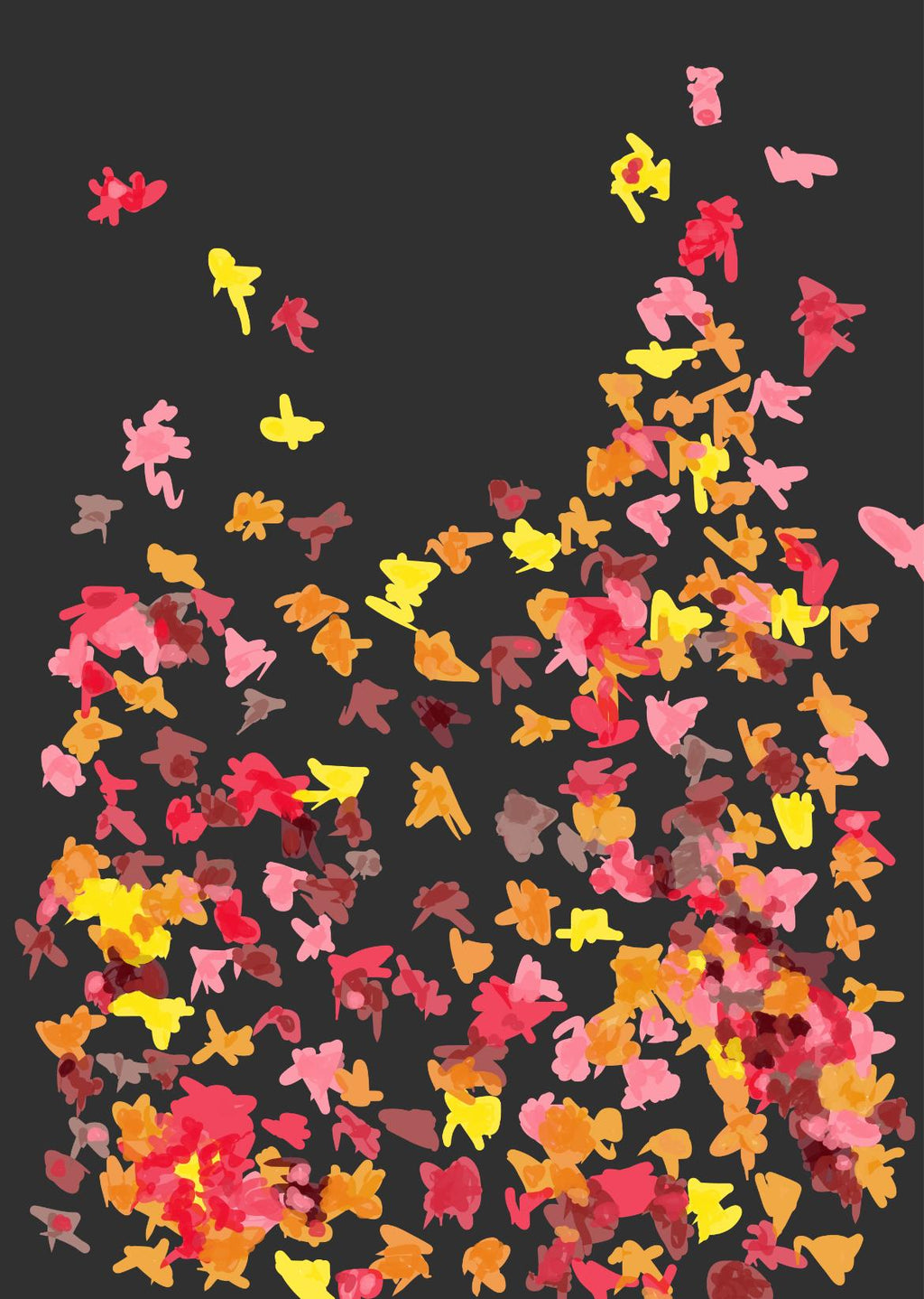 Dinamik Kompozisyon -Canlı Renklerde Soyut Dışavurumcu Sanat | Noktacılık Dokulu | Kırmızı Sarı Turuncu Modern Baskı | Dijital İndirilebilir