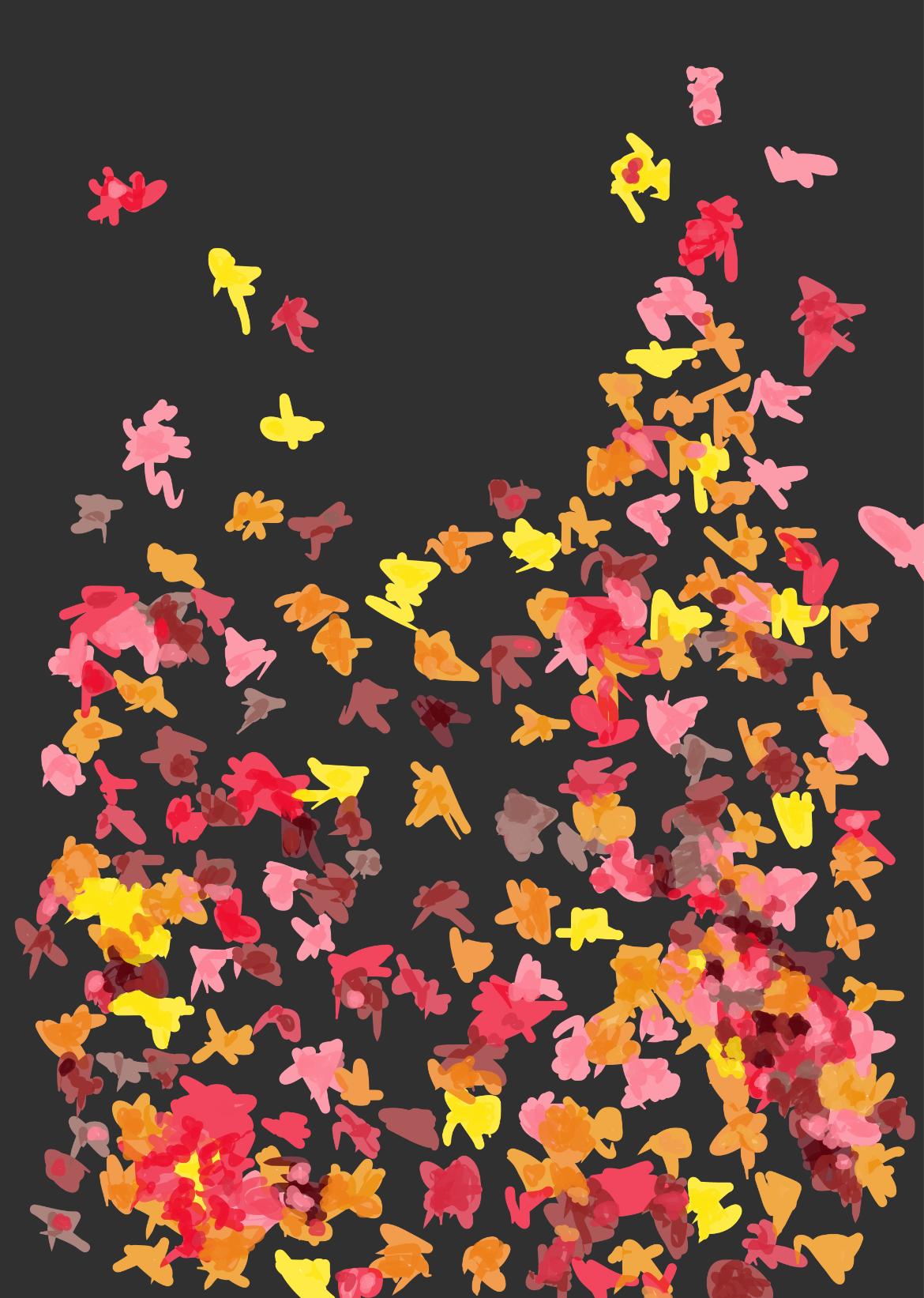 Dinamik Kompozisyon -Canlı Renklerde Soyut Dışavurumcu Sanat | Noktacılık Dokulu | Kırmızı Sarı Turuncu Modern Baskı | Dijital İndirilebilir